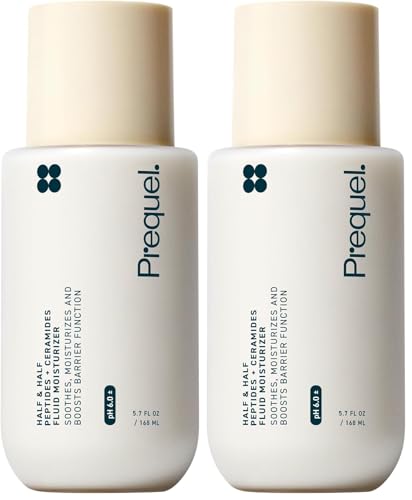 Prequel Skin Half and Half Fluid Moisturizer Face Cream. Lightweight Ceramide Peptide Lotion for All Skin Types, including Dry and Sensitive. Hydrating Facial Cream for Women and Men (Pack of 2)