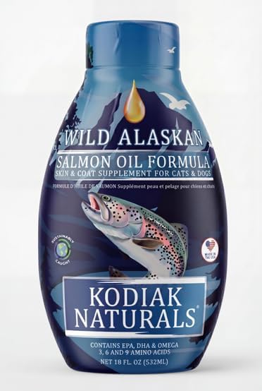18oz Wild Alaskan Salmon Oil Formula for Dogs, Omega 3 Fish Oil with EPA & DHA – Skin & Coat, Joint, Heart & Immune Support – Helps Itching, Shedding & Dry Skin – Liquid Supplement