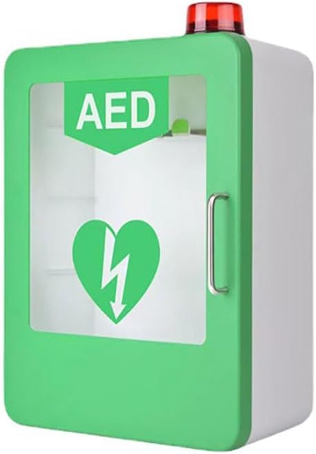 AED Cabinet Wall-Mounted,Cardiac Defibrillation Alarm Box,AED Defibrillator Storage Cabinet, with Alarm System, Double Switch Control, Emergency Kit Box & First Aid Kit for Home,School & Office