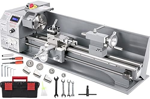 BestEquip Metal Lathe 8.7 x 23.6 Inch/220 x 600MM Mini Metal Lathe 1100W Infinitely Variable Speed Mini Lathe Machine LED Screen for Counter Face Turning Driling