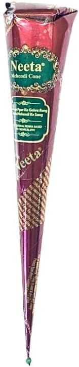 1 x Fresh Neeta Henna Mehndi Cones Neeta Henna Cones For Temporary Body Art Tattoo All Natural Herbal Pure Henna Mahendi Paste Cones (Neeta Henna Cones x 1)