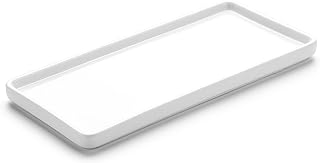 Gurygo 8" Bathroom Tray for Counter - Ceramic Vanity Tray for Bathroom - Small Rectangle Ceramic Tray - Kitchen Soap Tray - Ceramic Tray for Kitchen Counter - Bathtub Organizer (White, Set/1)