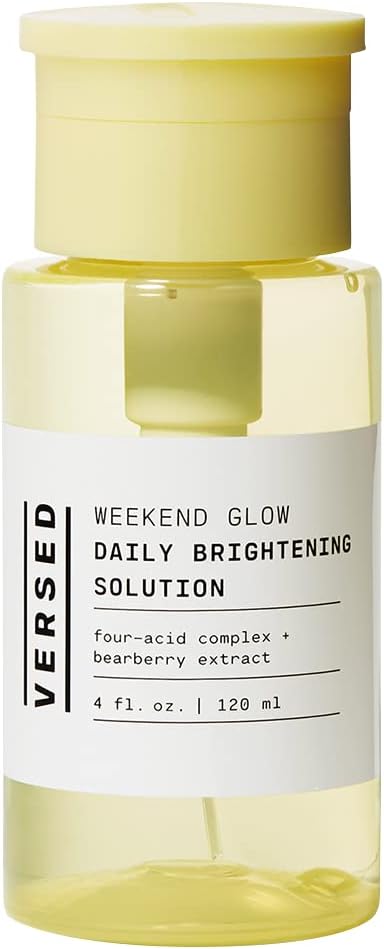 Versed Weekend Glow Daily Brightening AHA Liquid Exfoliant - Exfoliating Treatment with Vitamin C, Azelaic Acid and AHAs - Helps Even Skin Tone and Post Blemish Spots - Vegan (4 fl oz)