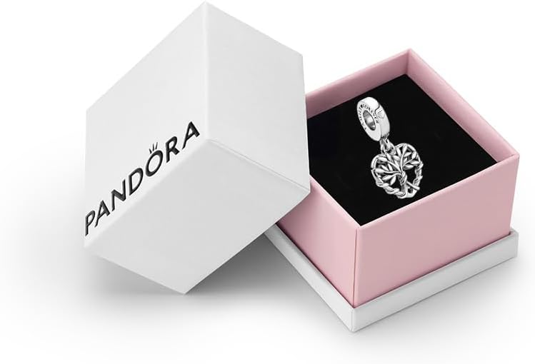 Pandora Heart Family Tree Dangle Charm - Sterling Silver Bracelet Charm Compatible with Pandora Moments - Gift for Her - With Gift Box