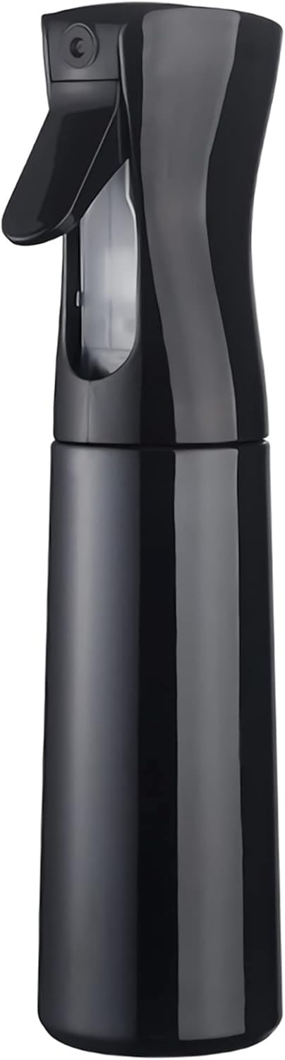 ZHIYE Hair Spray Bottle, Continuous Water Mister Spray Bottle Empty, Aerosol Fine Mist Curly Hair Spray Bottle for Taming Hair in Morning, Hairstyling, Plants, Pets, Cleaning-10.2oz/300ml (Black)