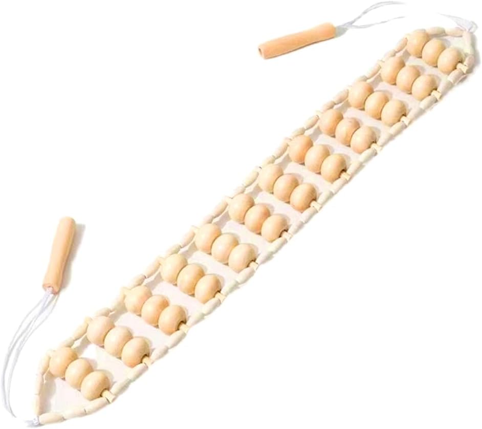 beiyaiey Rope Back Massager - 47.2 Inches Massager Tool for Back, Neck, Legs, Waist, Wooden Massage Roller