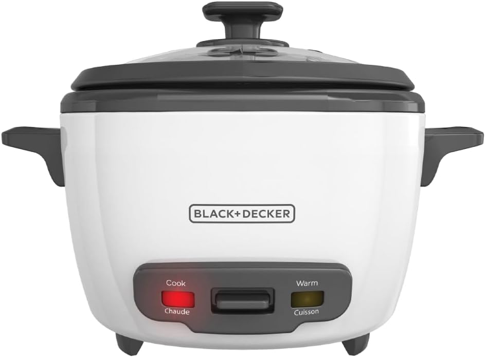 BLACK+DECKER 16-Cup Rice Cooker, 8-Cup Uncooked Rice, Steaming Basket, Removable Non-Stick Bowl, One Touch, Keep Warm