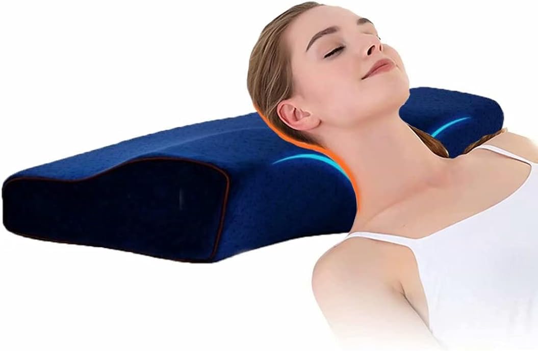 Orthopedic Sleeping Ergonomic Cervical Pillow, Cervical Pillow Contour Memory Foam Orthopedic Pillow Ergonomic Hypoallergenic Anti-snoring Washable Pillowcase for Neck Pain Relief