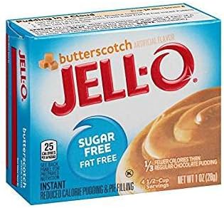 Jello Sugar Free Butterscotch Pudding 28 g (Pack of 3), Fat Free, Low Carb