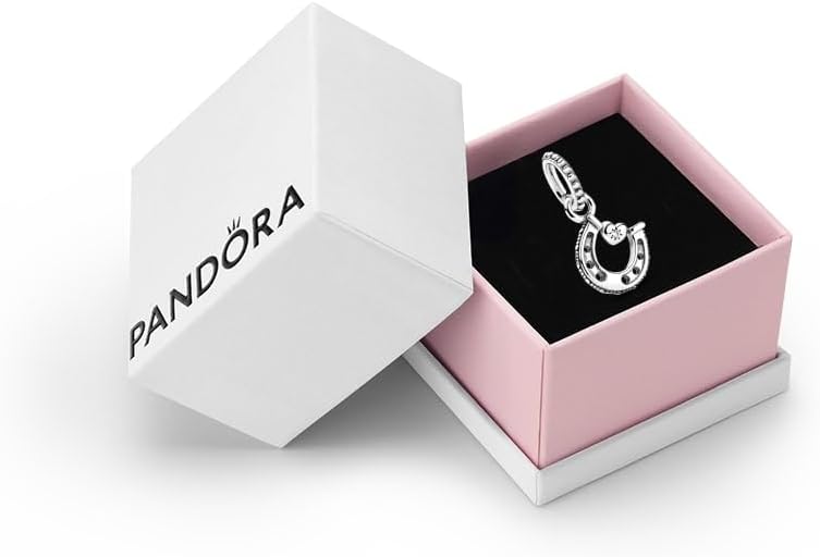 Pandora Moments Women's Sterling Silver Good Luck Horseshoe Dangle Charm, With Gift Box