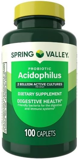 H4U Spring Valley Probiotic Acidophilus Caplets for Digestive Health, 2 Billion Active Cultures, 100 Count
