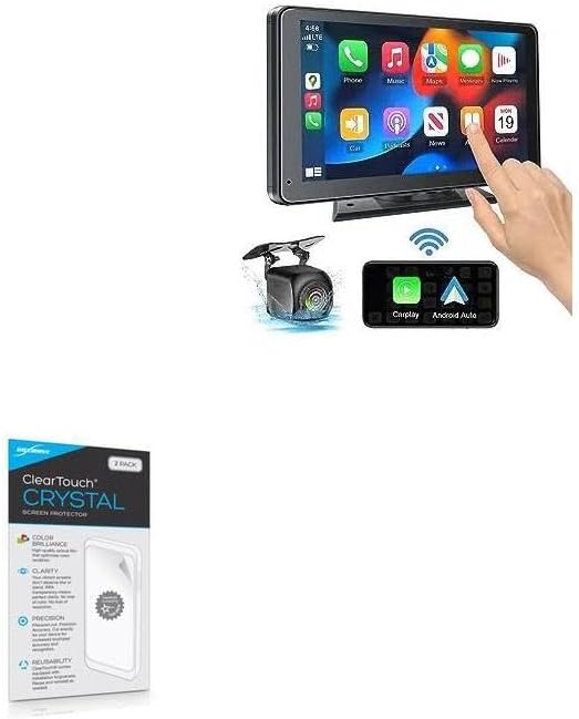 BoxWave Screen Protector Compatible with Paslda Portable Car Stereo - ClearTouch Crystal (2-Pack), HD Film Skin - Shields from Scratches