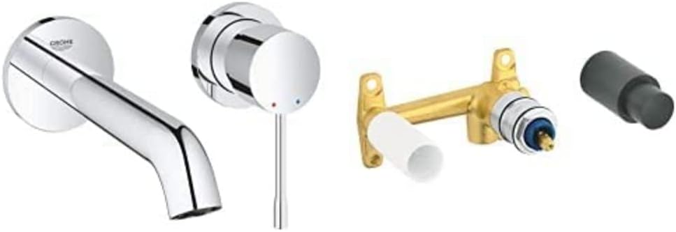 GROHE 32635000|Concealed Body for Single-Lever Mixer & 19408001 Essence Wall-Mounted 2-Hole Basin Tap, Final Assembly Set (Concealed Body Not Included)