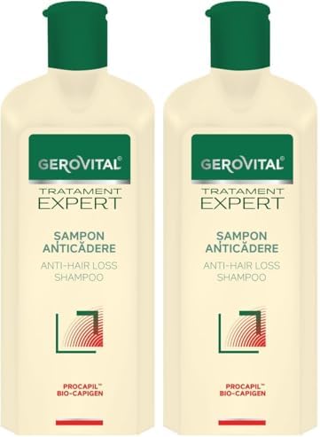 Anti-Hair Loss Shampoo, Significantly Reduces Hair Loss and Stimulates Its Growth, for a Stronger and Thicker Hair, 400 ml, Gerovital Tratament Expert (Pack of 2)