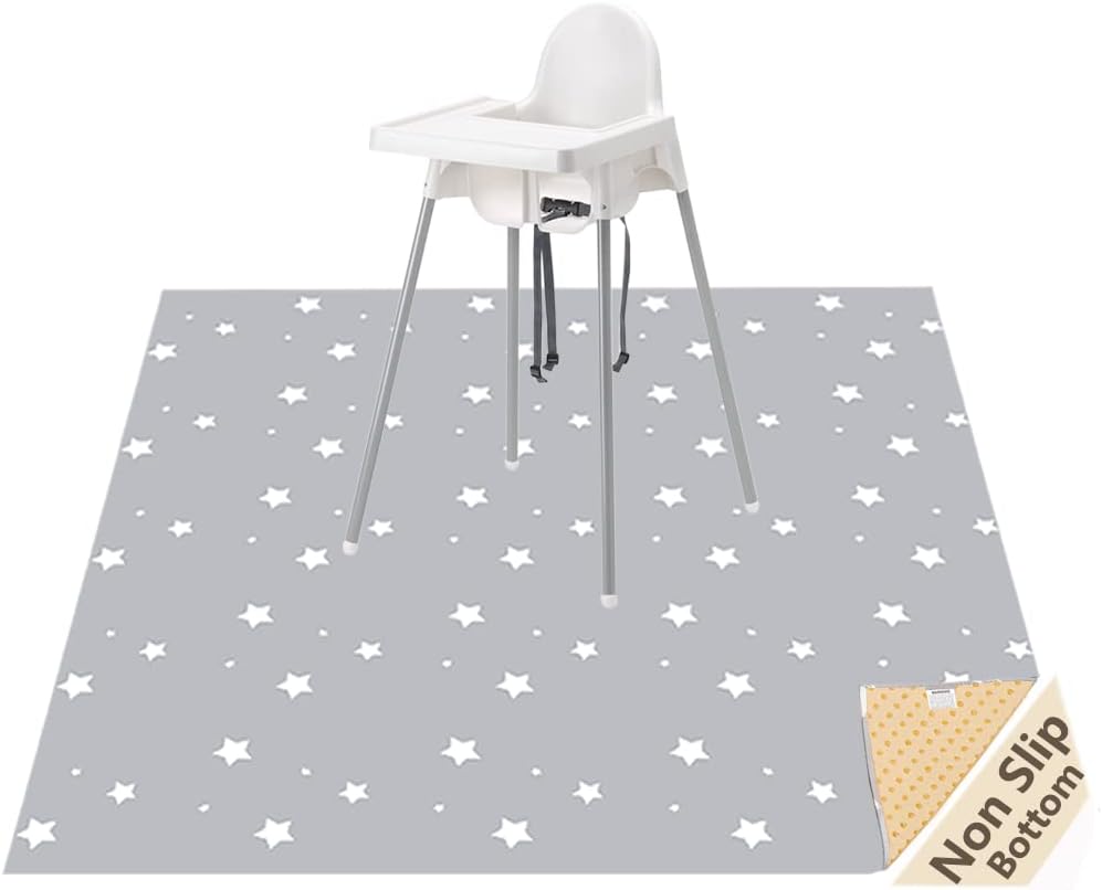 51” Baby Splat Mat for Under High Chair/Arts/Crafts, Womumon Washable Splash Mat Waterproof Anti-slip Floor Protector, Portable and Reusable Table Cloth (Star, 130x130cm)