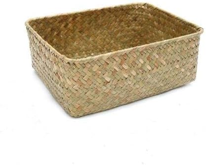 Ruiziliang Organizer & Storage Home Decor Handmade Straw Dried Flower Fruit Pot Basket Rattan Box Candy Earphone Organizer Sundries Storage Basket (Color : Primary Color M)