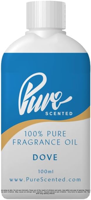 Pure Scented 100ml Fragrance Oil - 550+ Scents, Vegan & Cruelty-Free, for Candles, Soaps, Slime, Diffusers, Cosmetics, Wax Melts & DIY Crafts (1 x 100ml, Dove)
