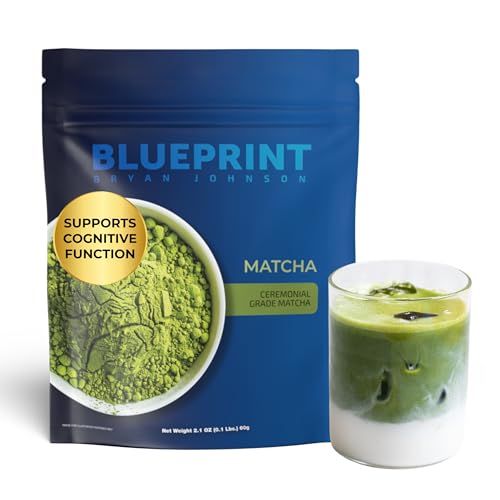 Blueprint Bryan Johnson Matcha Ceremonial Grade Green Tea Powder – 30mg L-Theanine - 3rd Party Tested - Antioxidant- Cognitive Support (30 Servings)