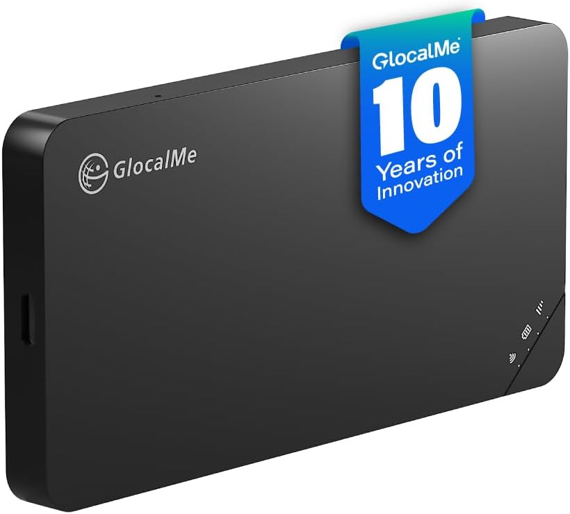 GlocalMe U3 4G LTE Mobile Hotspot, Portable WiFi Hotspot for Travel in 200+ Countries, No SIM Card Needed, 10 Connected Devices and Global 1GB Data 90 Days, Pocket WiFi Hotspot Device (U3 Black)