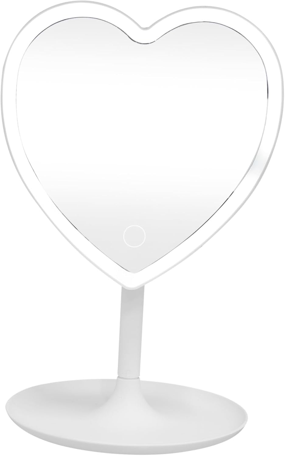 ULTECHNOVO Heart Shaped LED Makeup Mirror with Stand Brightness High Definition Desktop Cosmetic Mirror for Elegant and Confident Makeup Application