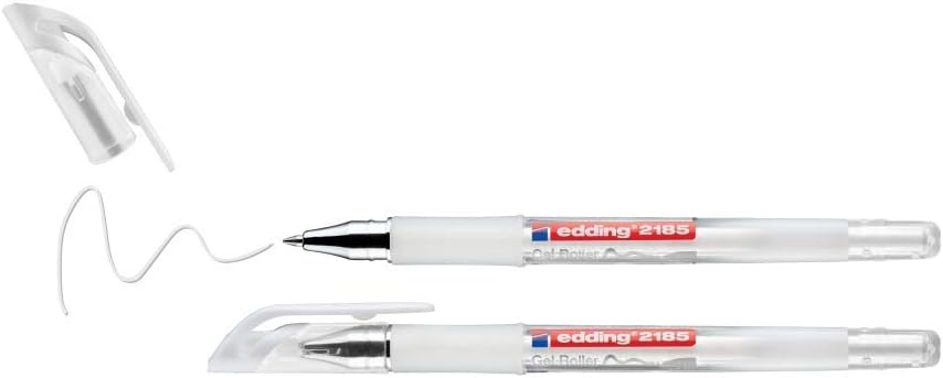 Edding 2185 White Gel Roller - Pack of 2 - 0.7 mm - For Writing, Drawing, Colouring Mandalas, Bullet Journals