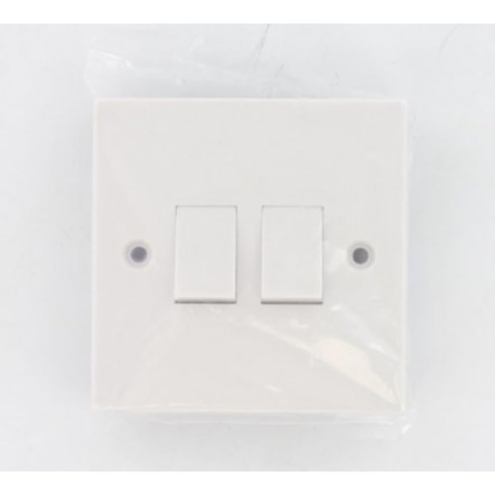STATUS Double Light Switch | White 2 Gang 2 Way Light Switch | S2G2WLS10