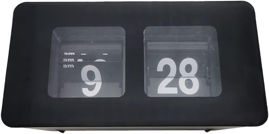 TourKing Auto Flip Clock Classic Retro Vintage Clock Digital Flip Down Clock Digital Number Alarm Clock Desk Clock Shelf Clock for Office Home Decoration (Black)