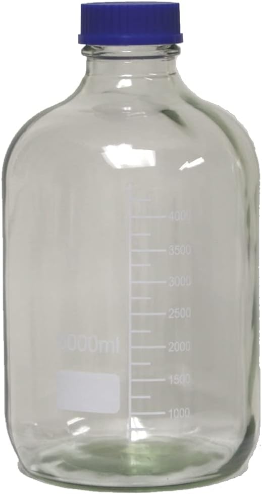 Karter Scientific 5000ml Glass Round Media Storage Bottles with GL60 Screw Cap, 3.3 Borosilicate, (Single)