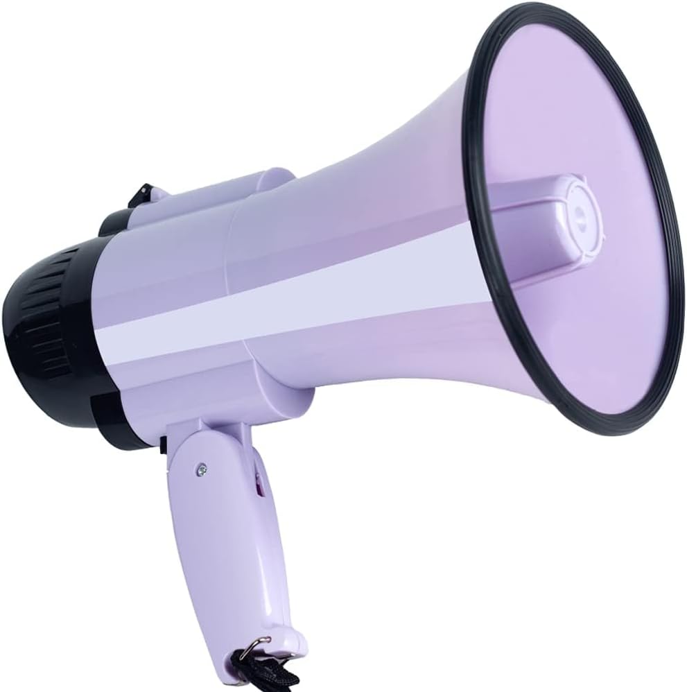 30 Watt Power Portable Megaphone Bullhorn Speaker Voice, Siren/Alarm and 240S Recording with Volume Control and Strap (Purple)