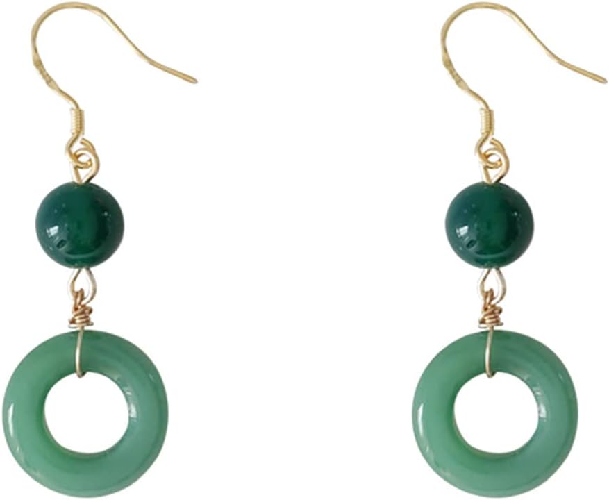 Sbyhbhyds 925 Sterling Silver Earrings Green Jade Ball Dangle Earrings for Women Earrings Hoops for Women
