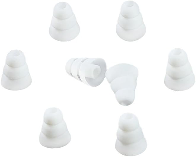 Xcessor Triple Flange Conical Replacement Silicone Earbuds 4 Pairs (Set of 8 Pieces). Compatible With Most In Ear Headphone Brands. Size: LARGE. White