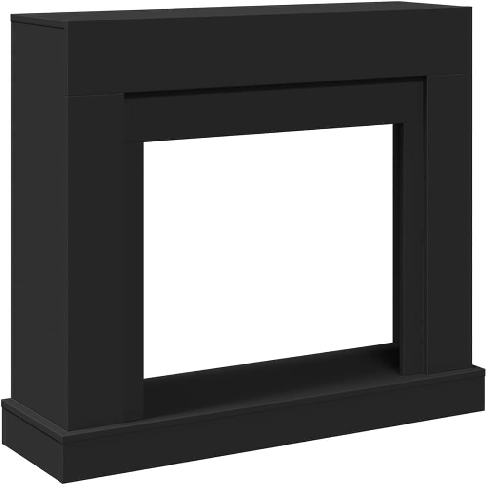 vidaXL - Black Engineered Wood Fireplace Surround/Mantel - 100x30x87.5 cm - Compatible with LED Flames