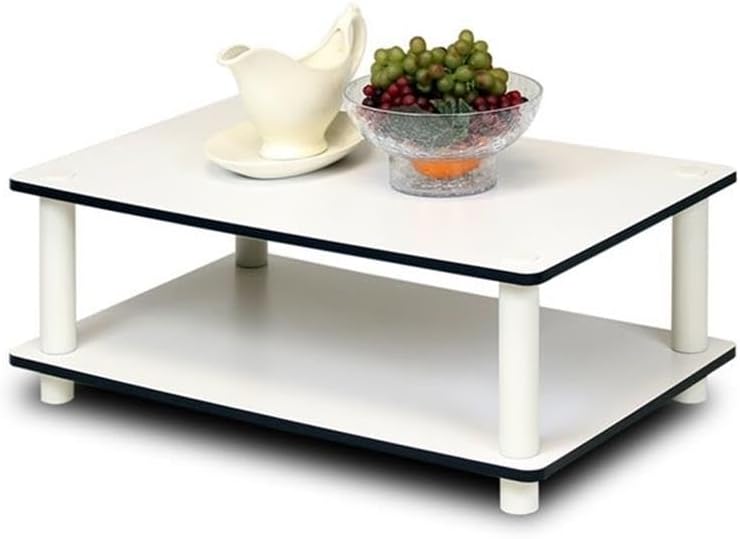 Furinno JUST 2-Tier Tool-Free Coffee Table with Open Shelf, White