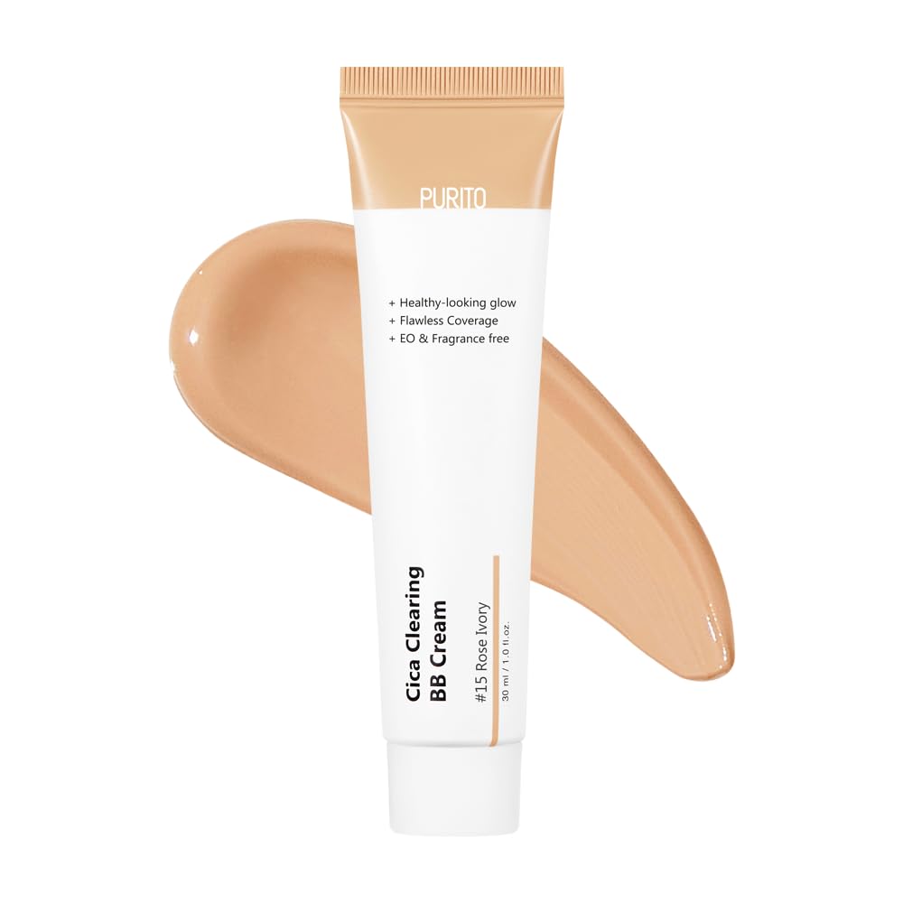 PURITO Cica BB Cream #15 Rose Ivory for Sensitive Skin, 1.01 fl.oz