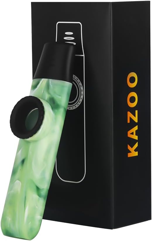 Newest Jade Style Kazoo, Adjustable Tone Professional ABS Resin Kazoo with Five Flute Diaphragms and Sling for Music Enthusiasts (Green)