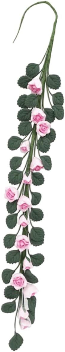 SUPVOX Miniature Resin Rose Long Bouquet Decorative Garden Scene for Dollhouse Home Wedding Craft Pink Artificial Flowers