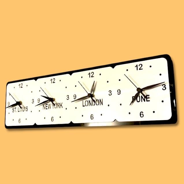 Servewell Personalised Time Zone Clock - Many Colour, Size and Shape Options (Gloss Finish)