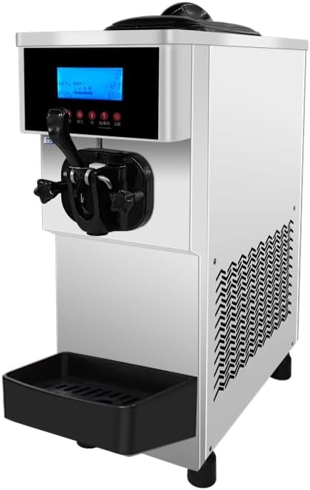 Countertop Soft Serve Ice Cream Maker with Single Control 1 Head and 5" Screen, 10-20L/H, with LED Display, 6L Mix Tank & 1.6L Freezing Cylinder, 1000W Ice Cream Machine,for Party,Restaurant Snack Bar