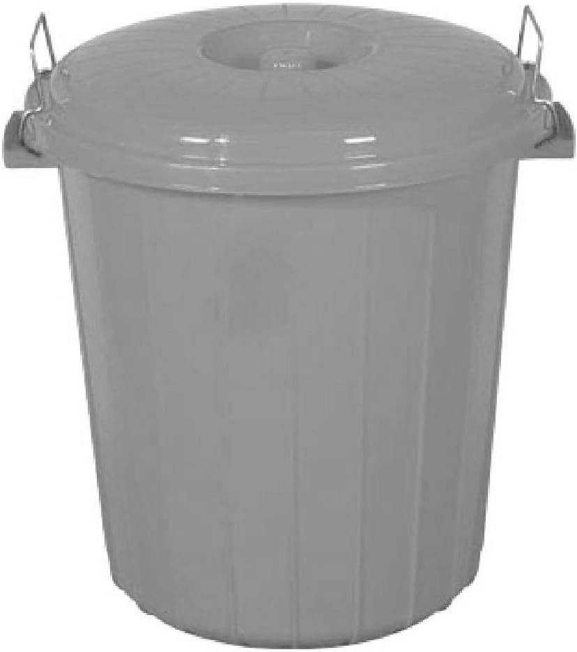 Muddy Hands Plastic Bin Indoor Kitchen Outdoor Garden Rubbish Waste Recycling Dustbin Animal Feed Pet Food Storage (Grey, 50 Litre)