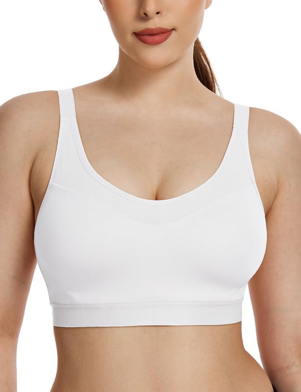 WingsLove Sports Bra High Impact Breathable Support Racerback Lightly Padded Wireless Full Coverage Workout Bras for Yoga Gym