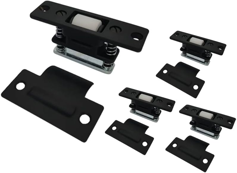 QCAA Heavy Duty Solid Brass Adjustable Silent Roller Catch, Matte Black, Made in Taiwan, 4 Pack