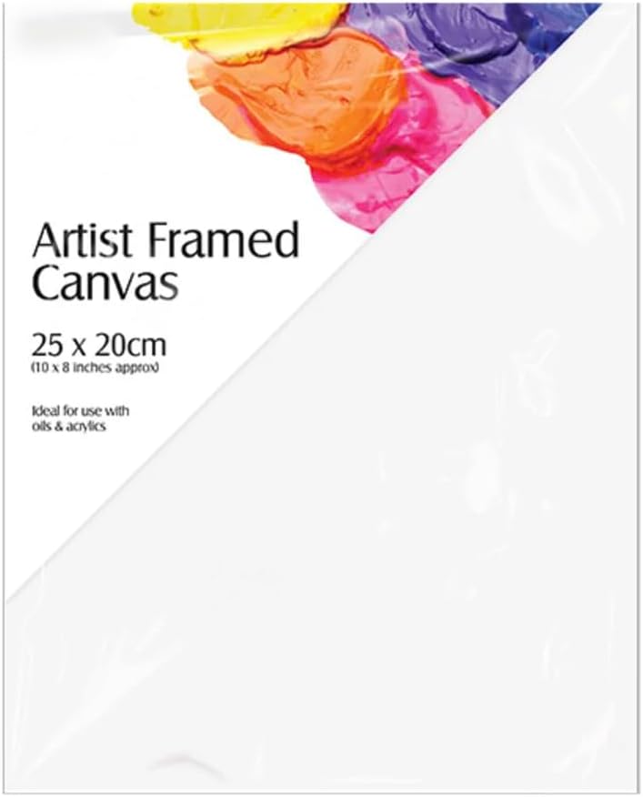 Blank Framed Canvas Panel, Pre-Stretched 100% Cotton for Artists Painting with Acrylic Oil or Water Based Double Primed Frame Boards (Framed Canvas 25cm x 20cm)