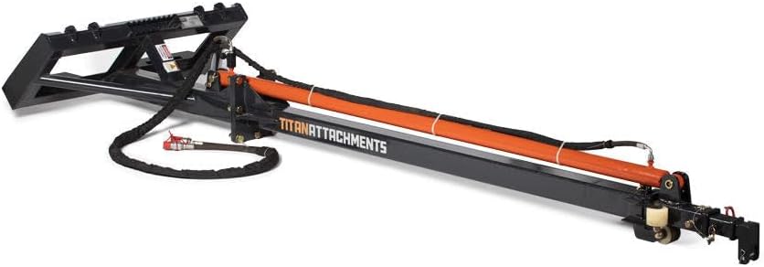 Titan Attachments 26ft Telescoping Hydraulic Truss Boom Jib Crane Fits Skid Steer Quick Tach, 313" Max Reach, 3" Bore x 90.5" Stroke, Easily Lift Hay Bales, Feed, Trusses, Beams, Dry Wallboards