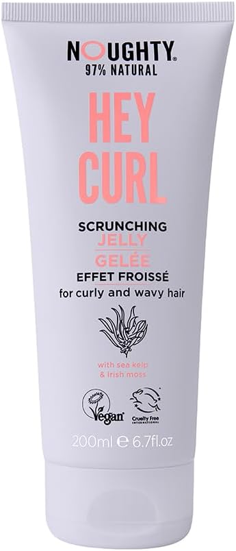 Noughty 97% Natural Hey Curl Scrunching Jelly Hydrating Frizz Control Formula for Curly and Wavy Hair with Sea Kelp and Irish Moss Sulphate Free Vegan Haircare 200ml