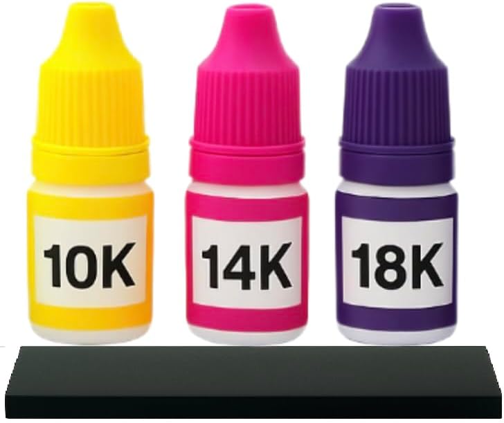 Gold Testing Kit 10k 14K 18K Acid Solutions with 2x2 Test Stone Precious Metal Tester Real/Fake Check Analysis Kit