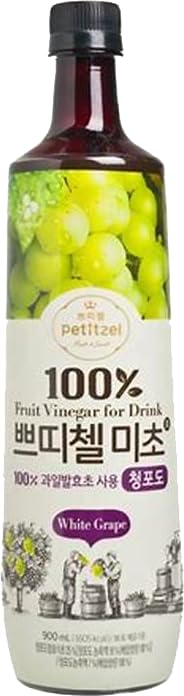 White Grape Fruit Vinegar Drink Bottle (900ml, 30.43 Fl Ounces), Petitzel Micho Collection; CJ 쁘띠첼 미초, 마시는 식초 White Grape 청포도