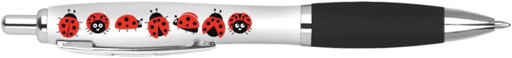 DV DESIGN 1 x Ladybird Black Pen - Ladybug Insect Animals Stationary School Equipment Teacher Friend Kids Girls Boys Christmas Birthday #80707