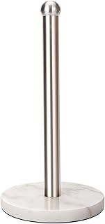 Heavy Weighted Paper Towel Holder, Easy One-Handed Design for Kitchen Stand Paper Towel Dispenser, Sturdy Base for Standard Paper Towel Rolls and Mega Paper Towel Roll (Silver Brushed)