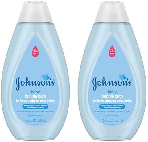 Johnson's Baby Bubble Bath for Gentle Baby Skin Care, Paraben & Sulfate-Free, Pediatrician-Tested, Hypoallergenic, Tear-Free, 13.6 Fl Oz (Pack of 2)
