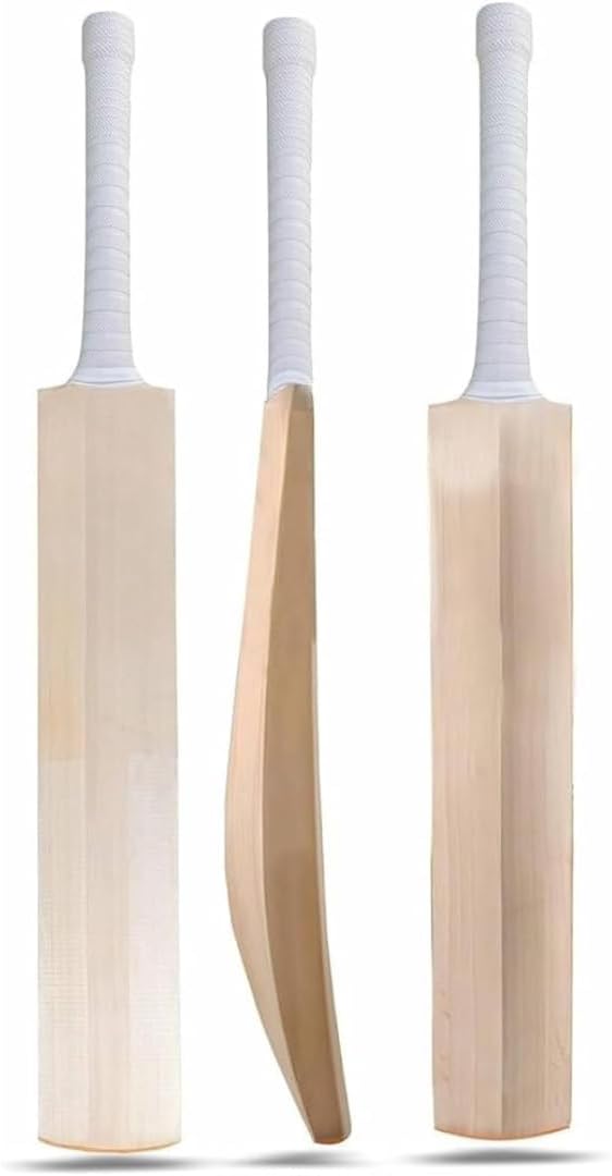 AnNafi® Kashmir Willow Cricket Bat for Leather Ball | Premium Quality Long Handle Long Blade Cricket Bat| Top Grade Custom Made Thick Edge Light Weight | Full Size Cover